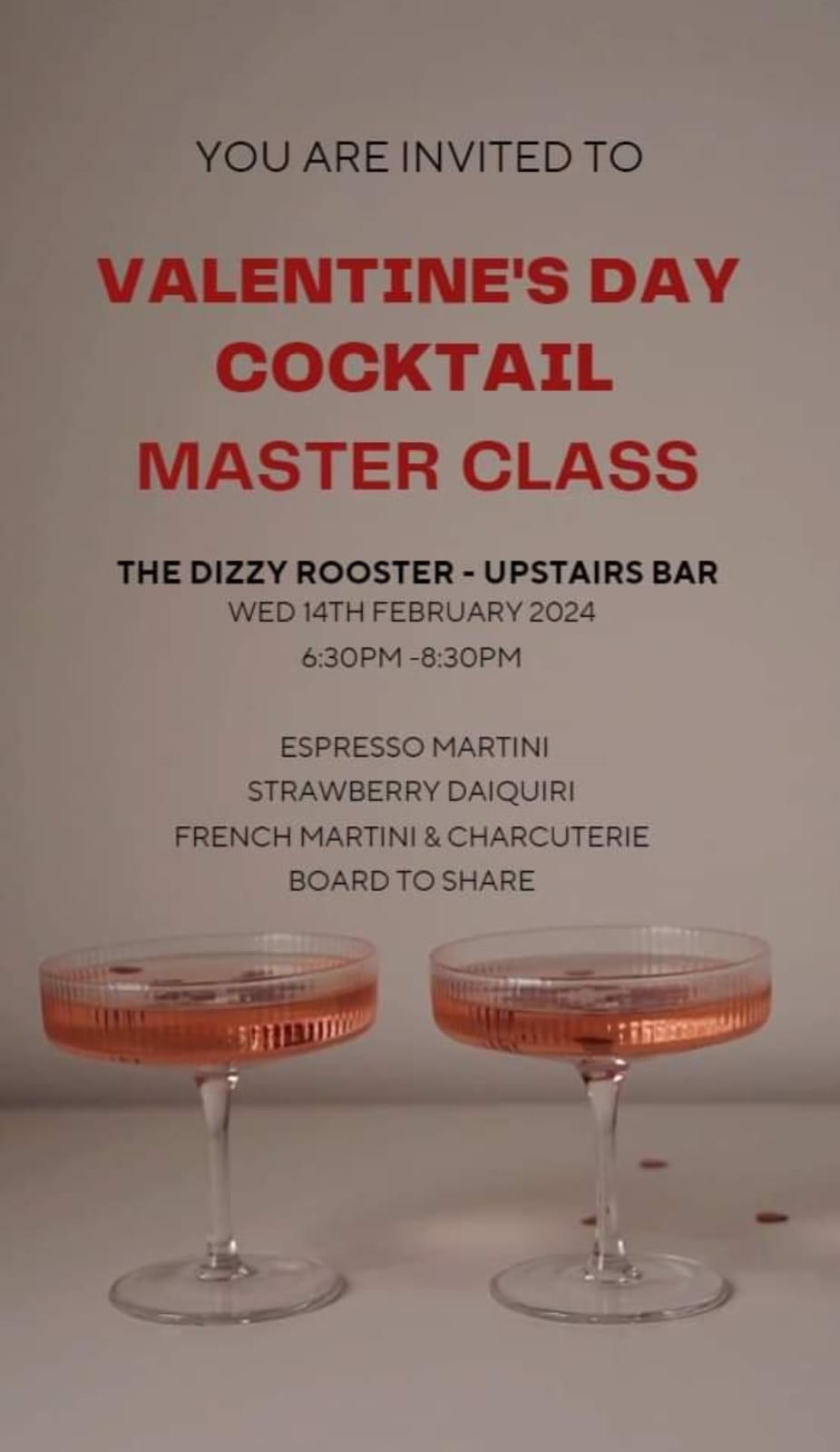 Valentines Day Cocktail Class